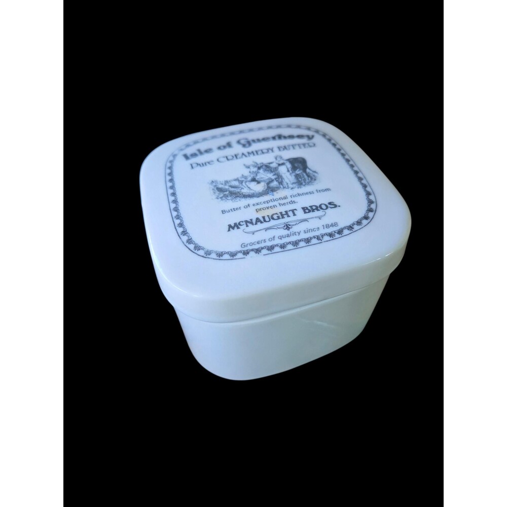 Vintage Isle of Guernsey Pure Creamery Butter Crock by McNaught Bros.